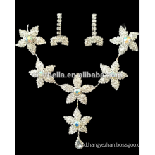 New Fashion Floral Crystal Bridal Wedding Jewelry Sets Women Luxury Necklace Earrings for Party Dress